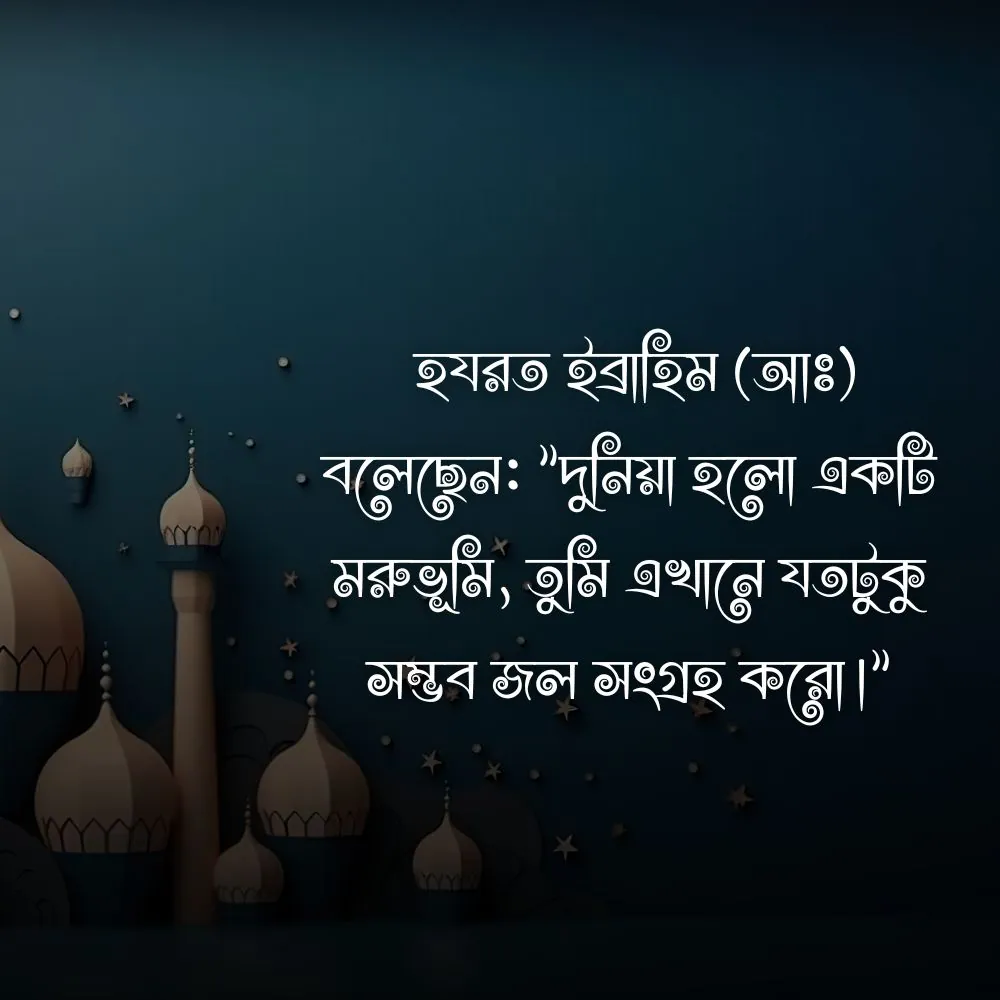 . হযরত ইব্রাহিম (আঃ) বলেছেন: "দুনিয়া হলো একটি মরুভূমি, তুমি এখানে যতটুকু সম্ভব জল সংগ্রহ করো।"