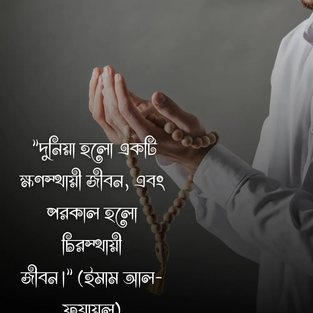 18. "দুনিয়া হলো একটি ক্ষণস্থায়ী জীবন, এবং পরকাল হলো চিরস্থায়ী জীবন।" (ইমাম আল-ফুযায়ল)