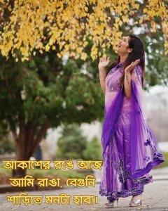 বেগুনি শাড়ি নিয়ে ক্যাপশন ও ছবি