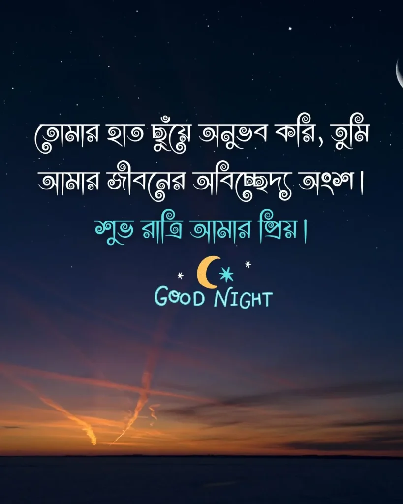 শুভ রাত্রি রোমান্টিক মেসেজ - তোমার হাত ছুঁয়ে অনুভব করি