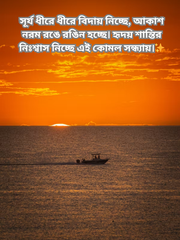 সেরা ১৫৫+ শুভ সন্ধ্যা ক্যাপশন, উক্তি ও স্ট্যাটাস 1 সূর্য ধীরে ধীরে বিদায় নিচ্ছে, আকাশ নরম রঙে রঙিন হচ্ছে.png