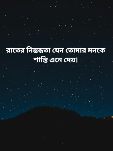 রাতের নিস্তব্ধতা যেন তোমার মনকে শান্তি এনে দেয়।